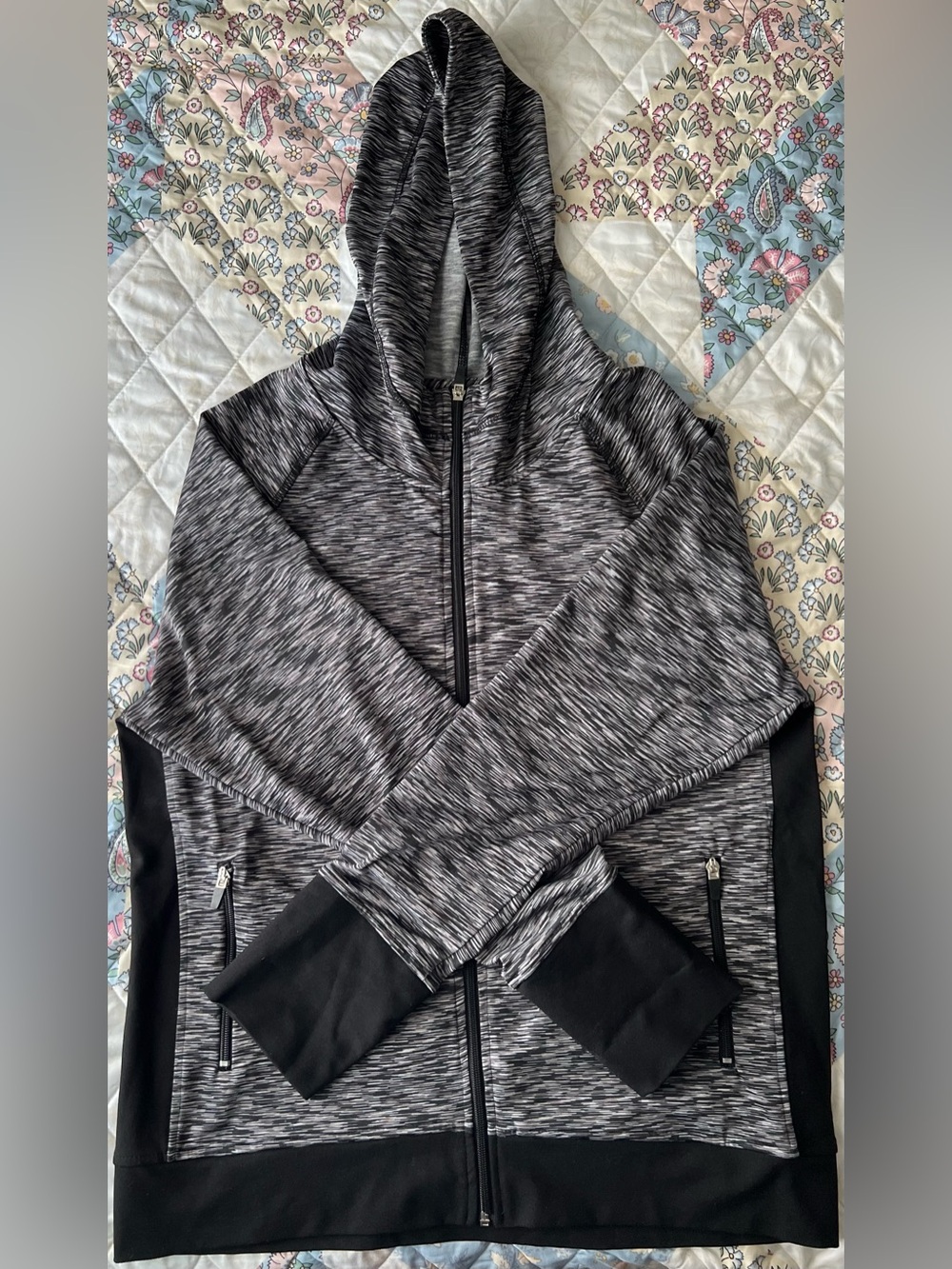 26 International Black & Gray Space-Dye Hooded Zip Jacket